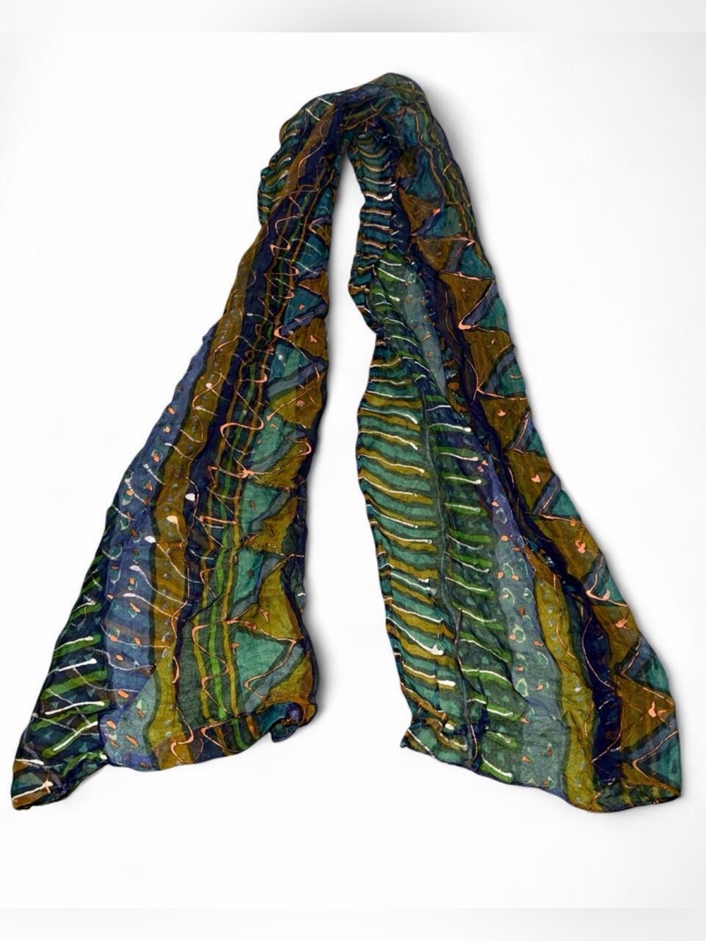 Green & Blue Abstract Pattern Lightweight Women's Scarf